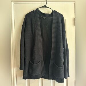 Express Black Knit Open-Front Cardigan with Pockets - Size Large